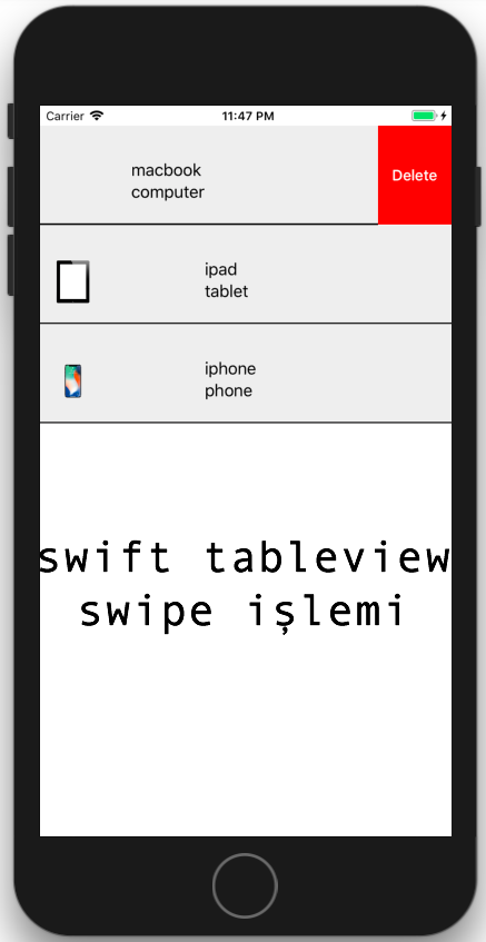 Swift TableView Swipe İşlemi